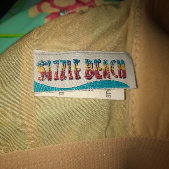 Modest Sizzle Beach Light Blue floral Swim Dress built in bra X back straps 18 - Picture 3 of 4